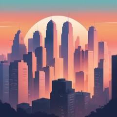 Obraz premium city skyline at sunset