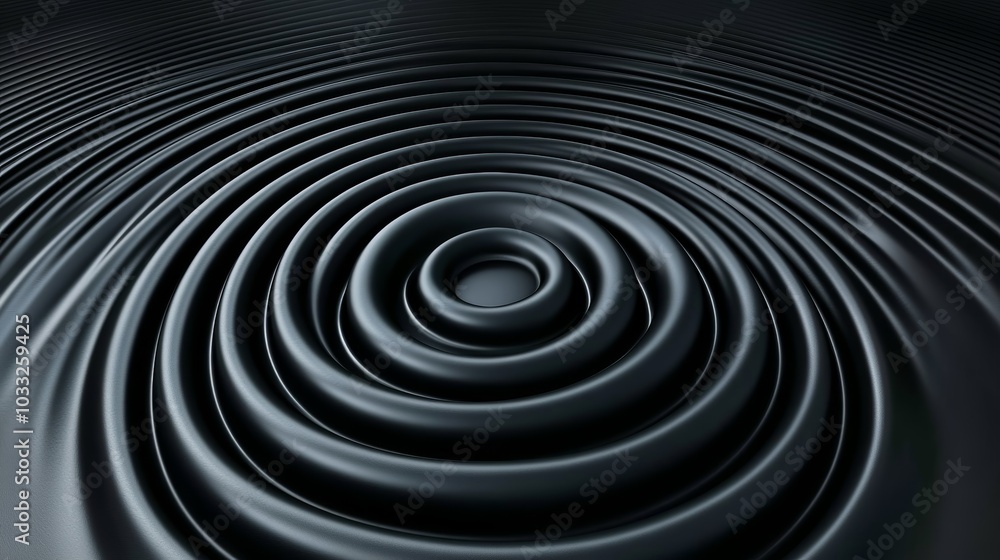 Poster A mesmerizing pattern of concentric ripples on a black surface, creating a tranquil and artistic visual effect.