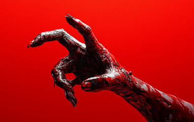Zombie Hand on Solid Background