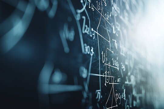 A minimalist graphic template featuring mathematical equations, ideal for educational displays or presentations.