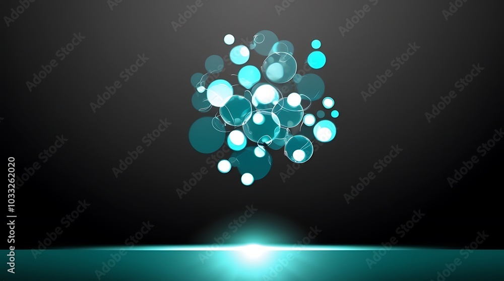 Poster abstract digital artwork background featuring a cluster of overlapping circles in varying shades of 