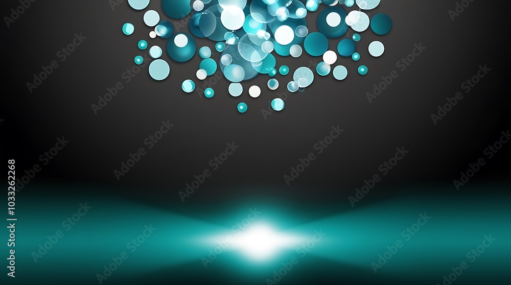 Poster abstract digital artwork background featuring a cluster of overlapping circles in varying shades of 