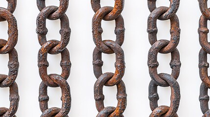 Obraz premium An artistic display of interlinked metal chains on a light canvas highlights their robust texture and gleaming finish for various applications.