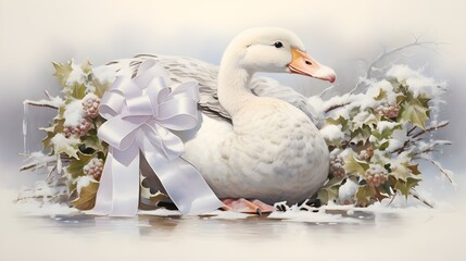 white goose on the snow