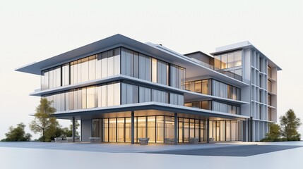 Fototapeta premium A modern sleek minimalist two-story house.