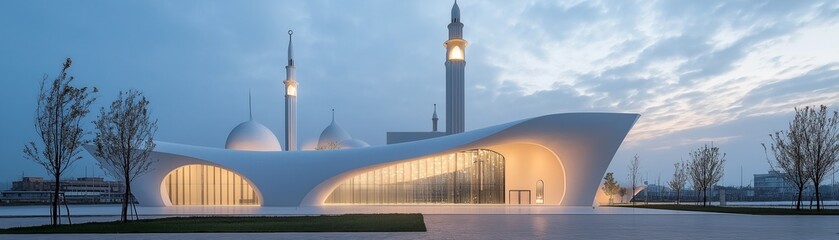 Fototapeta premium A modern majestic white mosque.