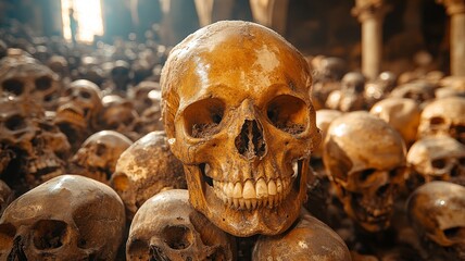 A spooky yet festive skull adorned.