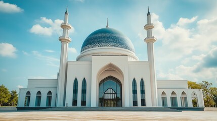 Fototapeta premium A modern majestic white mosque.