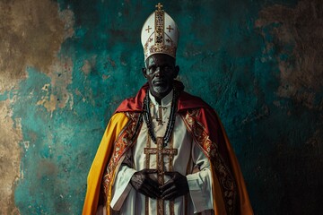 Saint Charles Lwanga embodies courage and faith in traditional garb, radiating hope and resilience.