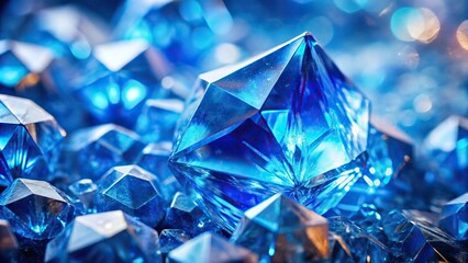Blue crystal macro shot with forced perspective creating an abstract background