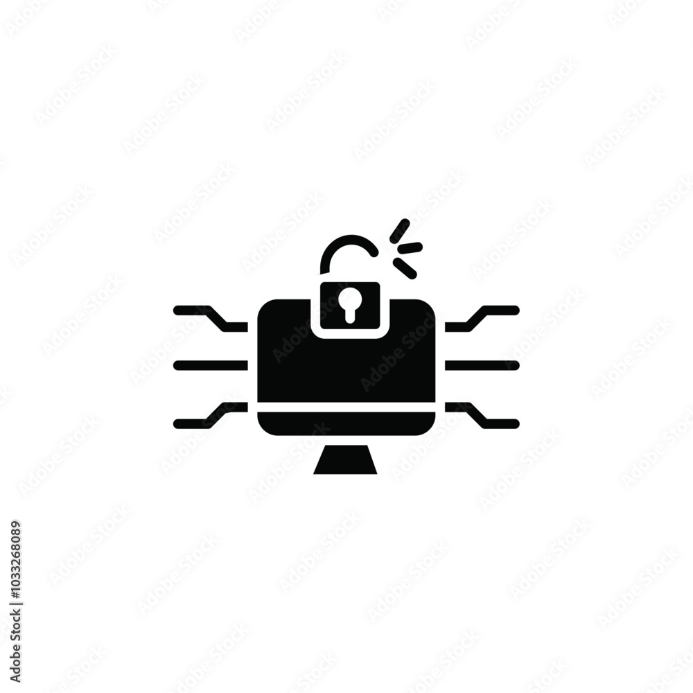 Poster cyber attack icon web design in vector