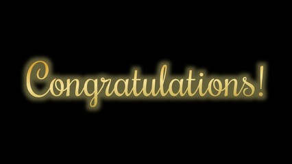 Congratulations hand drawn lettering gold text on black background. Congratulations stylish pattern