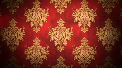 Red and Gold Damask Pattern Wallpaper Background Texture