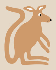 minimalist vector kangaroo on brown background