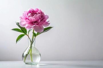 peonies in vase on white background