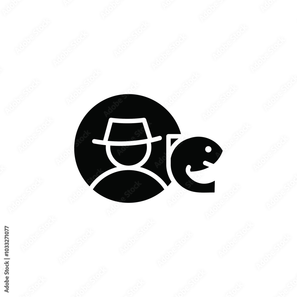 Poster Fisherman with fish icon web design in vector