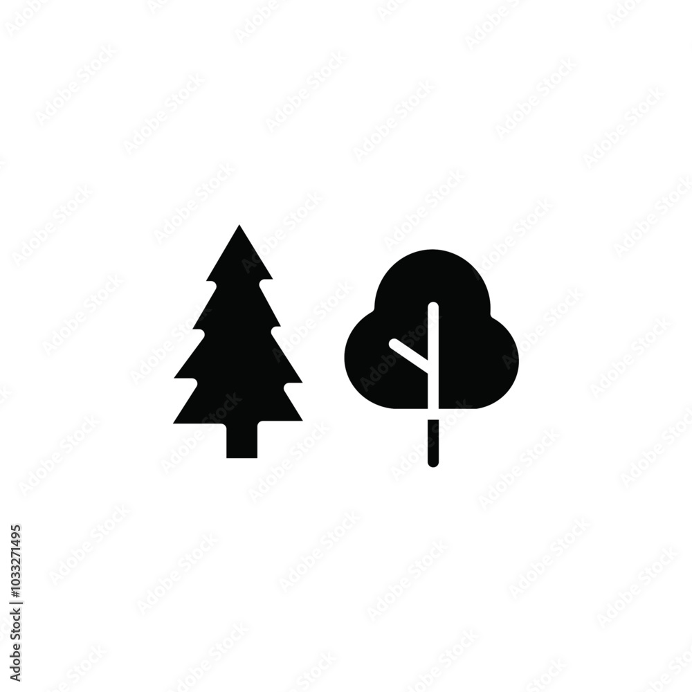 Poster forest and park trees icon web design in vector