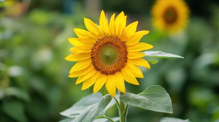 Obraz premium A Single Sunflower in Focus with Green Background