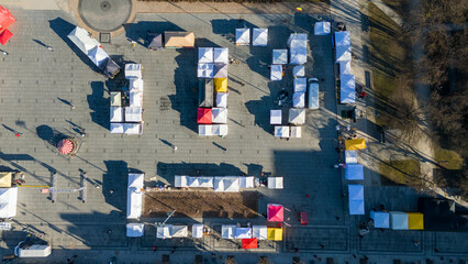 Aerial Cityscape with Street Market and Buildings