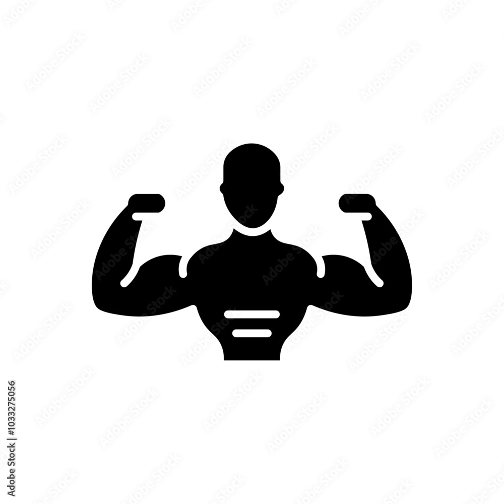 Poster man have strong muscles icon web design in vector
