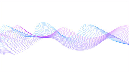Abstract background with blue and purple wave lines on white.wave lines smooth flowing dynamic blue purple pink gradient isolated on white background	