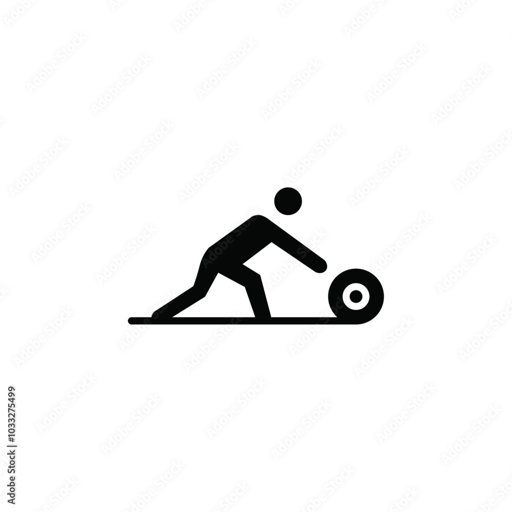 Poster Man rolling carpet mat icon web design in vector