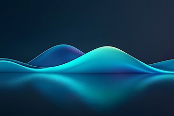 Abstract Blue Waves Digital Art - Minimalist Background