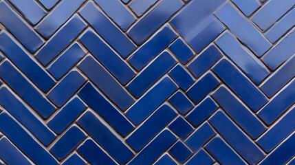 Deep Blue Herringbone Subway Tile