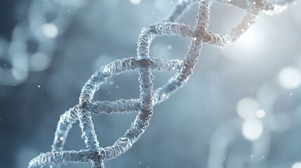 Close-up of a Double Helix DNA Strand with a Blurred Background