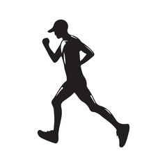 marathon run vector silhouette , side view of vector runner silhouette