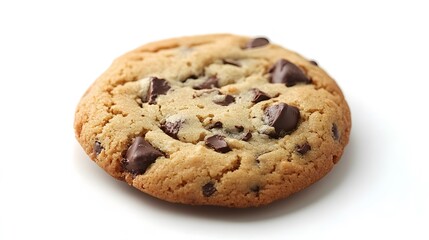 Chocolate chip cookie on white. 