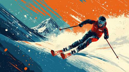 winter sport layout poster template