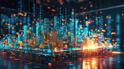 Naklejka premium Economic Data in Futuristic Visuals: Presenting Information with a Modern Edge