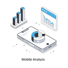Mobile Analysis isometric stock illustration. EPS File stock illustration