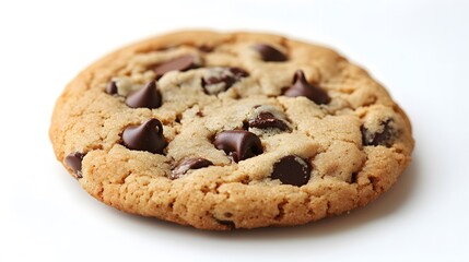 Chocolate chip cookie on white. 