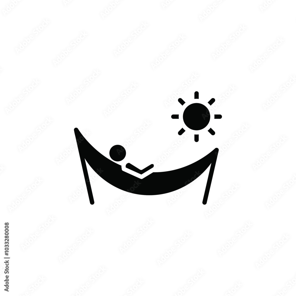 Aufkleber Person relaxing on hammock icon web design in vector
