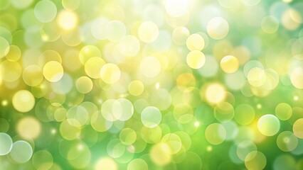 Pastel yellow and green bokeh aerial background with round light blurs