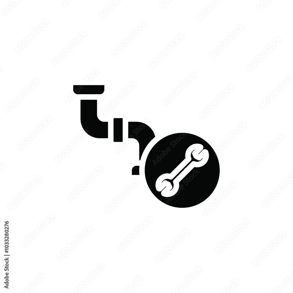 Poster plumber repairing pipe icon web design in vector