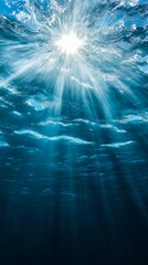 Sunlight rays underwater ocean scene