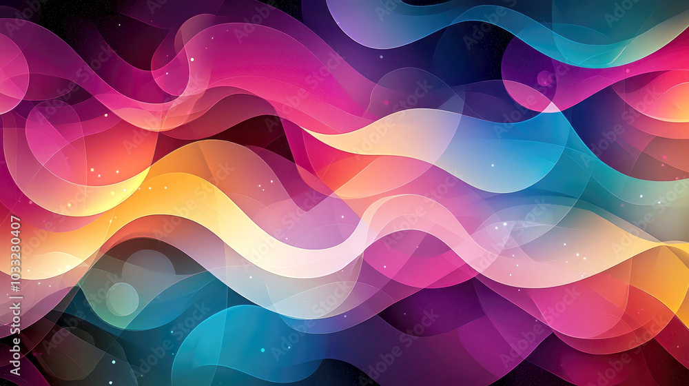 Poster abstract colorful waves creating a dynamic and vibrant background.