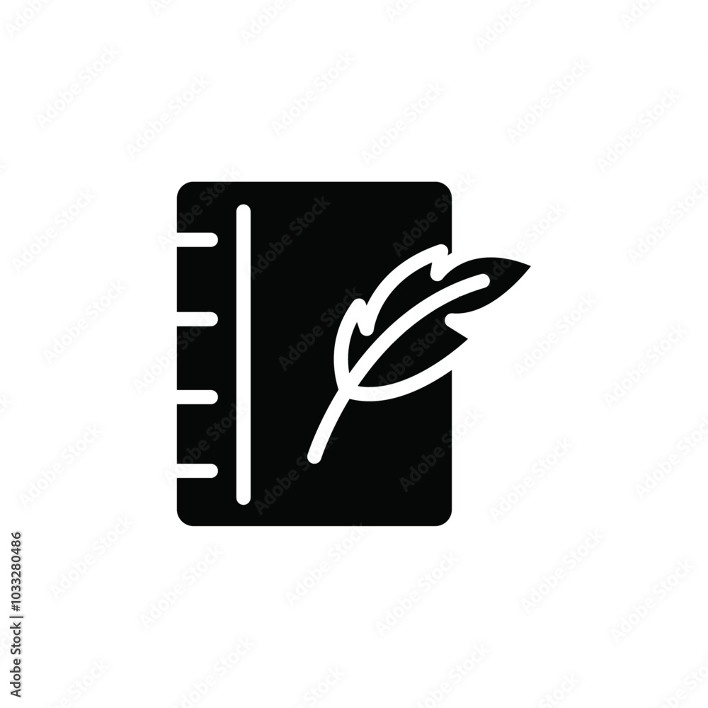 Poster Quill pen and notebook page icon web design in vector