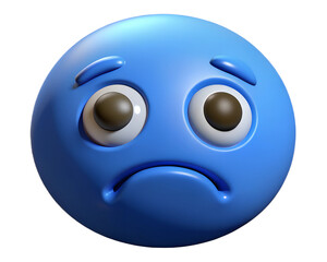 Fototapeta premium 3D render blue monday illustration with sad emotion face. White isolated background.