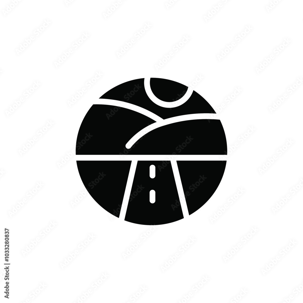 Aufkleber road on landscape icon web design in vector