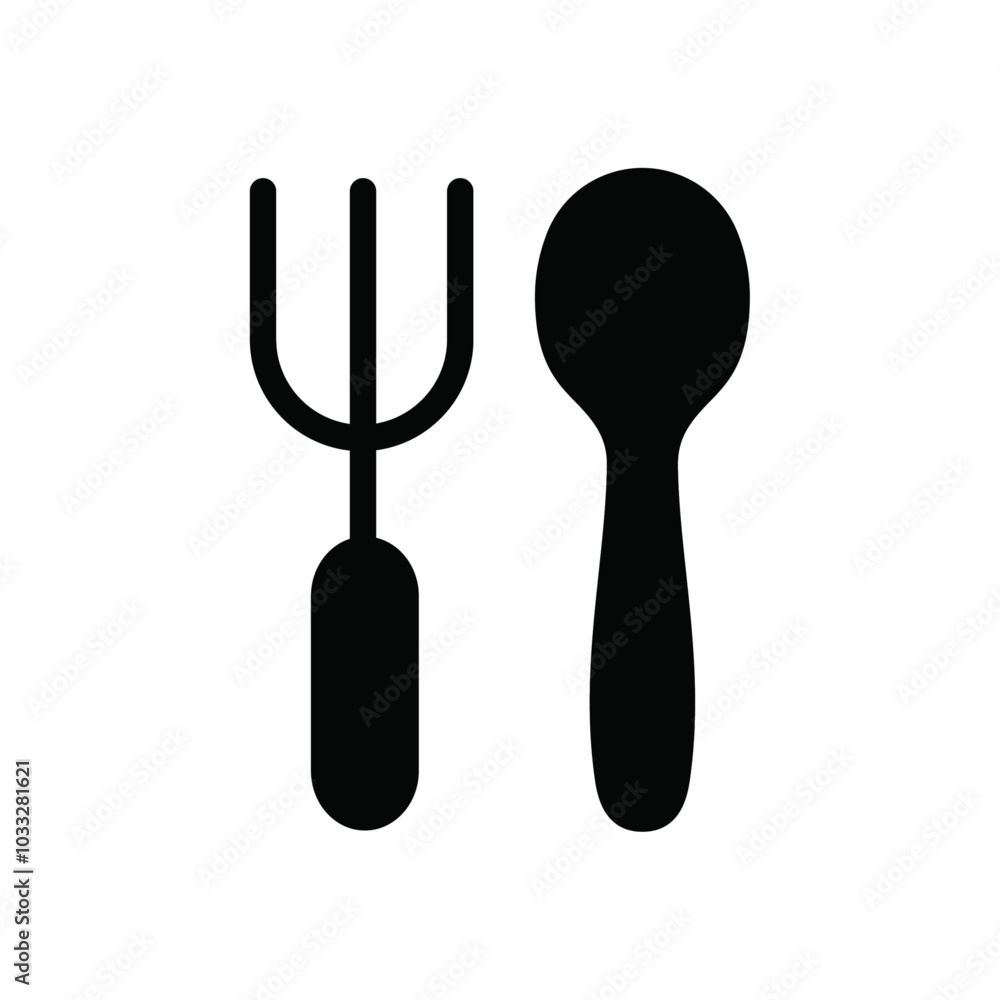 Aufkleber spoon and fork icon web design in vector