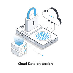 Cloud Data protection isometric stock illustration. EPS File stock illustration