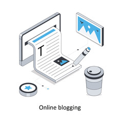 Online blogging isometric stock illustration. EPS File stock illustration