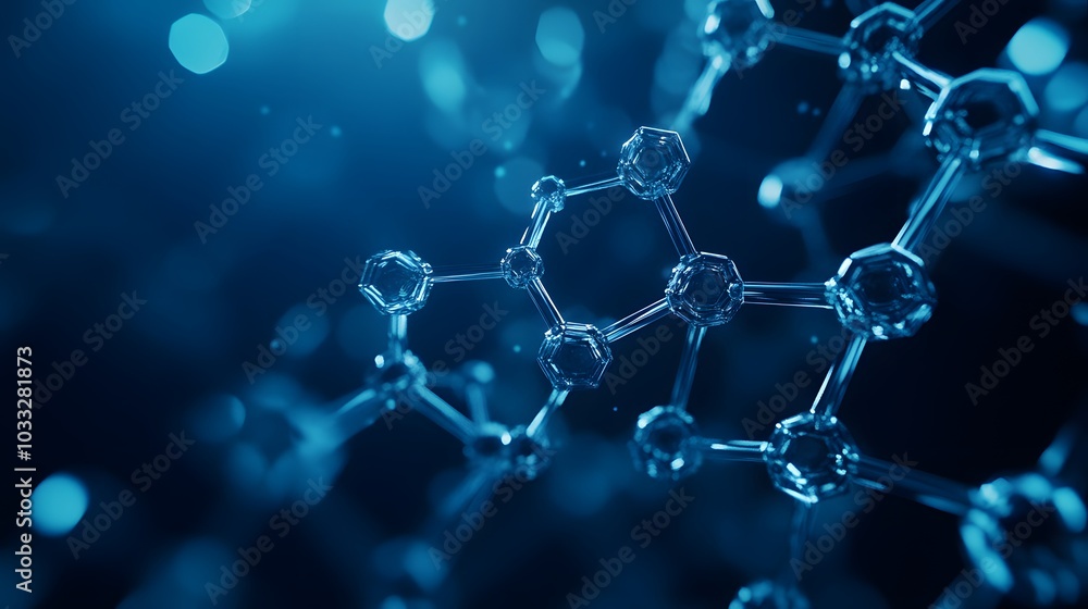 Poster a 3d rendering of a crystallized molecular structure