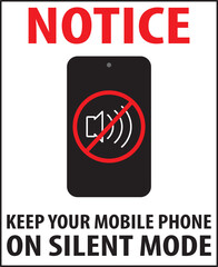 Keep your mobile phone silent notice vector