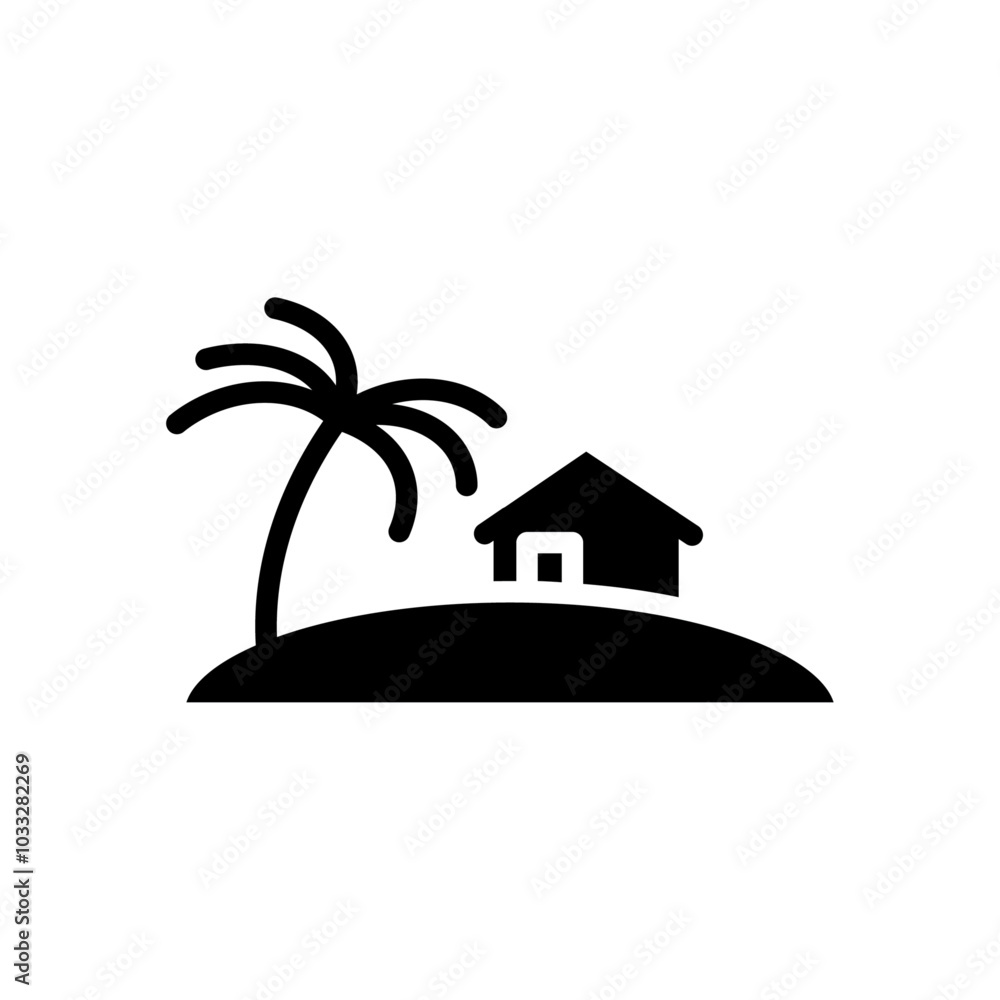 Poster tropical isle resort icon web design in vector