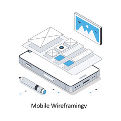 Mobile Wire framing isometric stock illustration. EPS File stock illustration